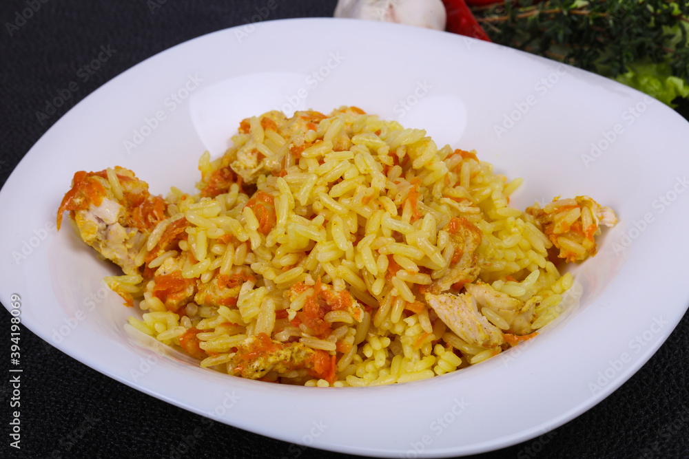 Traditional Pilaf with chicken and carrot Traditional Pilaf with chicken and carrot