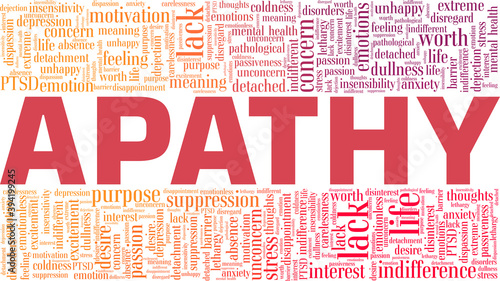 Apathy vector illustration word cloud isolated on a white background.