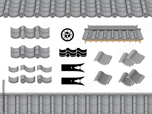 屋根のフレームとパーツのイラスト素材セット