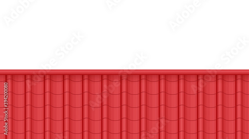 赤い瓦屋根の背景素材_和風イラスト_16:9