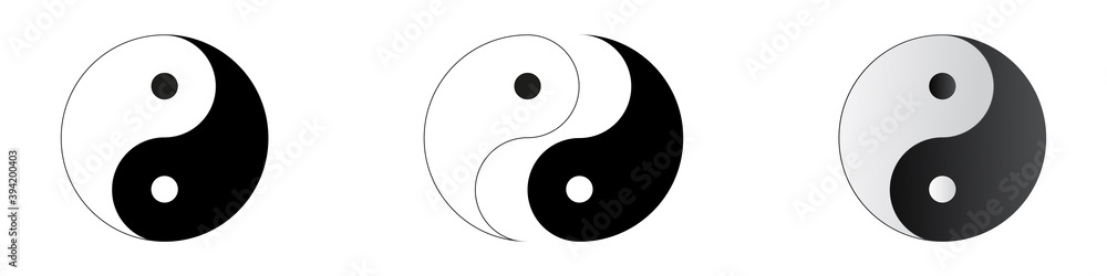 Set Yin Yang symbol of harmony and balance isolated on white background. Vector illustration Set Yin Yang symbol of harmony and balance isolated on white background. Vector illustration