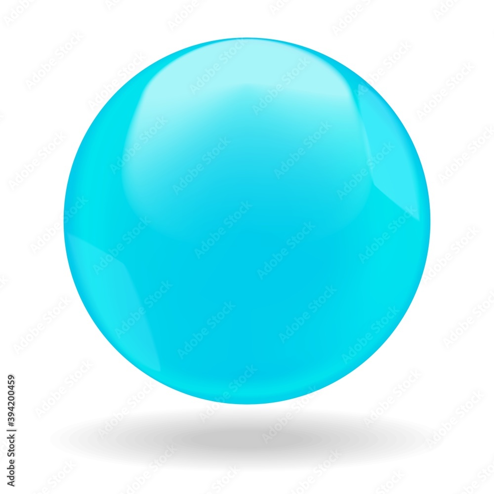 Blue shiny bubble or round drop isolated on white background Blue shiny bubble or round drop isolated on white background