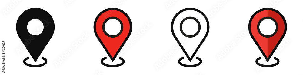 Set of location icons. Modern map markers .Vector illustration on a white background. Set of location icons. Modern map markers .Vector illustration on a white background.