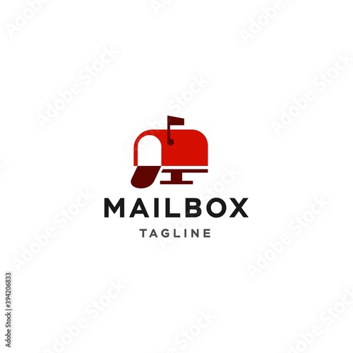 classic red mailbox vector logo design icon illustration isolated on white background