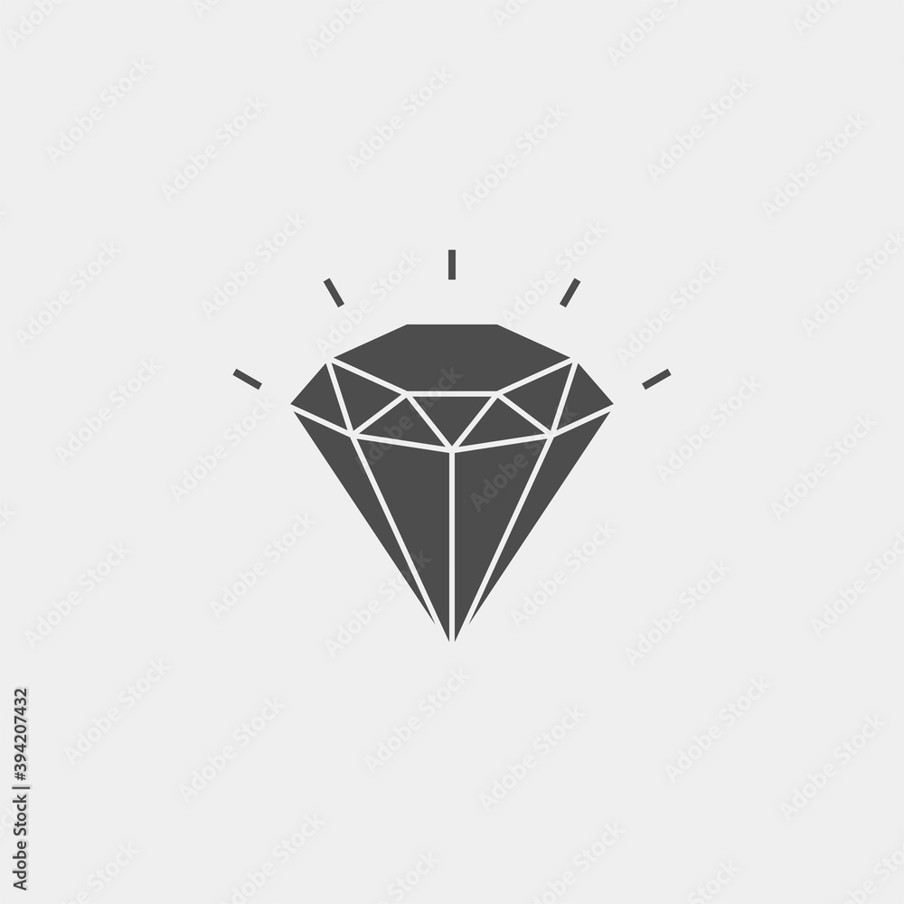 Diamond flat vector icon. Crystal flat vector icon Diamond flat vector icon. Crystal flat vector icon