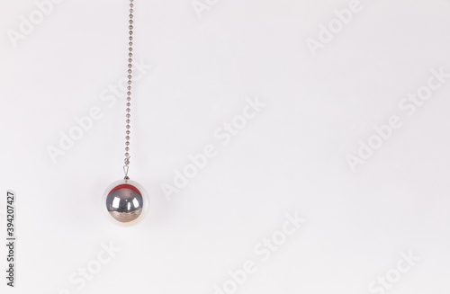 hanging christmas silver balls isolated on white background