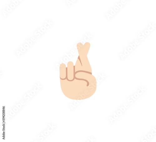 Crossed fingers emoji gesture vector isolated icon illustration. Crossed fingers gesture icon