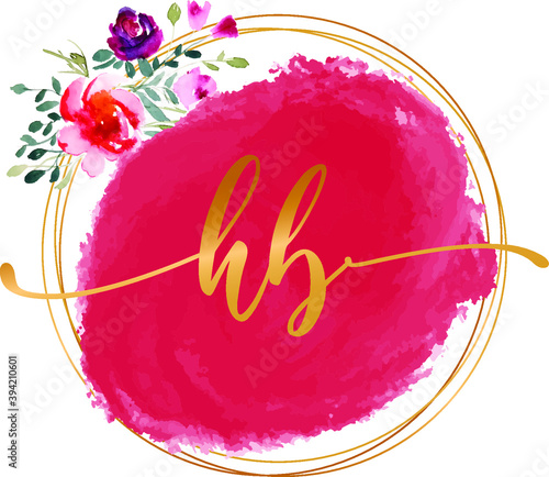 HB H B initial watercolor  logo template vector image.