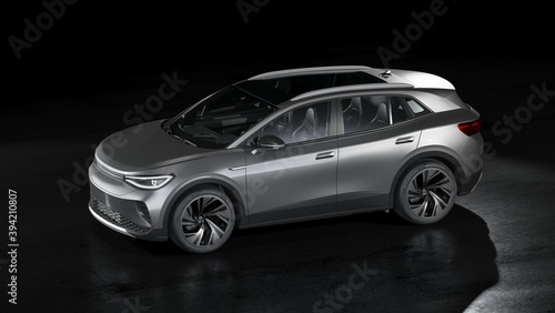 3D rendering of a brand-less generic SUV concept car 