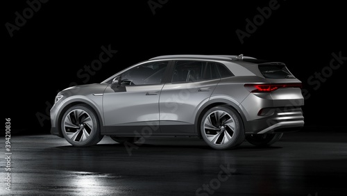 3D rendering of a brand-less generic SUV concept car 