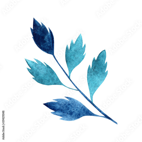 Hand drawn watercolor winter leaf. Isolated on a white background object.