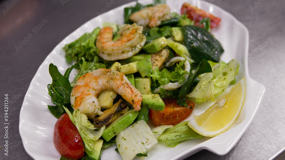 Salad with seafood and avocado
Salad with seafood and avocado