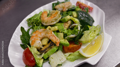 
Salad with seafood and avocado