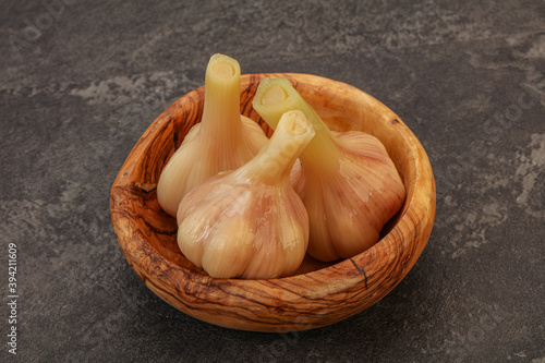 Marinated garlic in the bowl