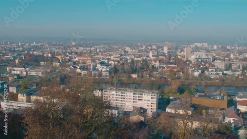 Pan across Thalheim and Wels, Upper Austria