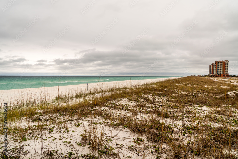 Pensacola Beach on a cloudy day in Pensacola Florida. Pensacola Beach on a cloudy day in Pensacola Florida.