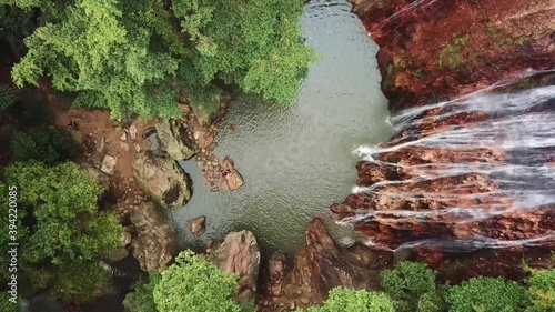 Namaung waterfall landscape on koh samui in Thailand and figure man. High quality FullHD footage