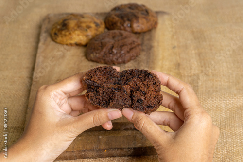 Fudgy Soft Baked Cookies in Rustic Decoration