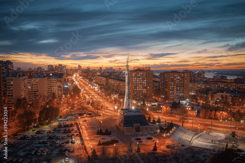 Photography sunset over the city