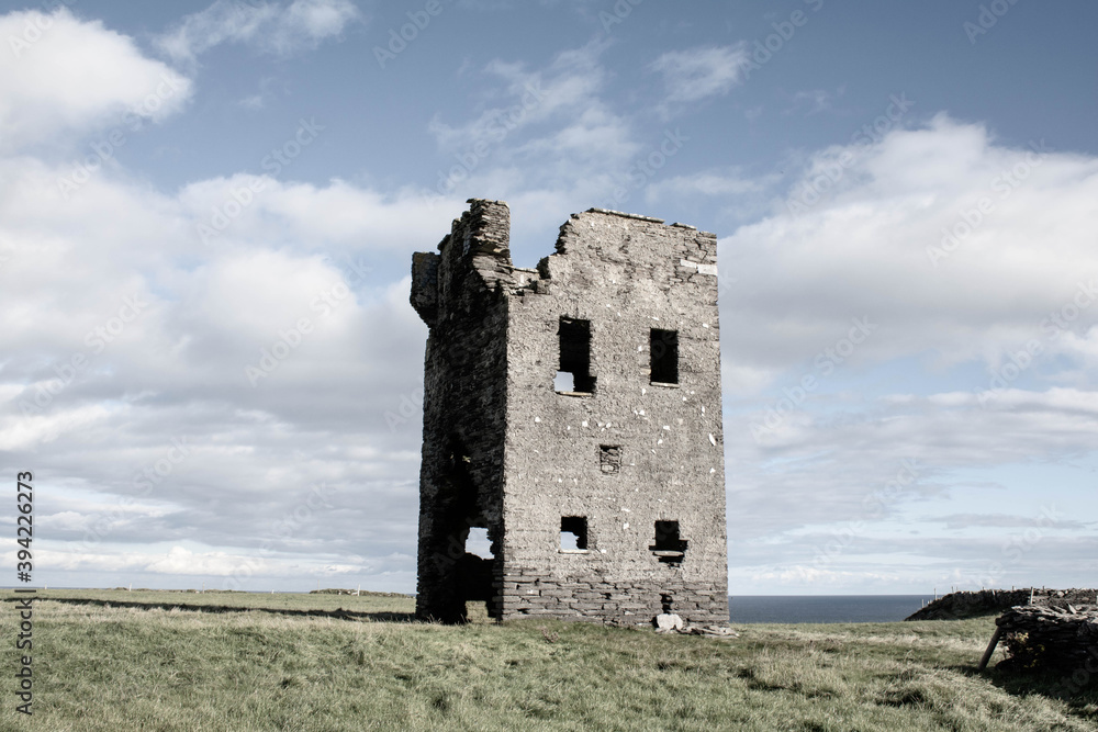 Abandoned signal tower on the edge of the seven heads cliffs, West Cork Ireland Abandoned signal tower on the edge of the seven heads cliffs, West Cork Ireland
