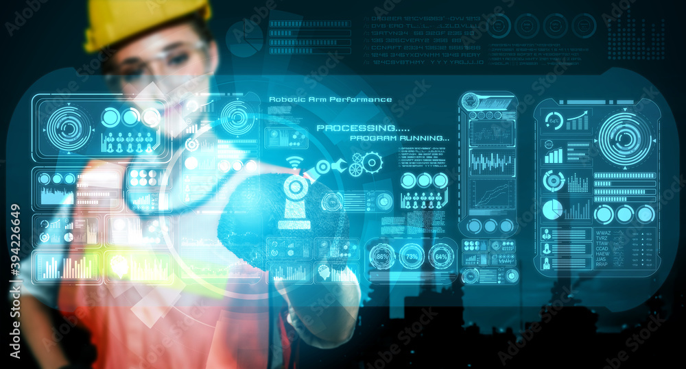 Engineering technology and industry 4.0 smart factory concept with icon ...