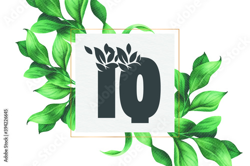 IQ I Q initial floral abstract logo template vector image.
