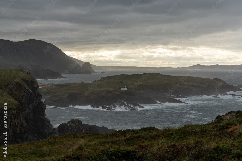 stormy and bad weather on the rugged and wild coast of Galicia