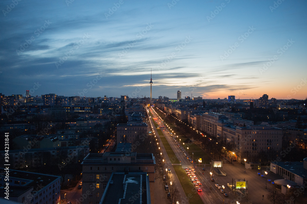 Skyline Of Berlin in the evening, Skyline Of Berlin in Germany with TV Tower
