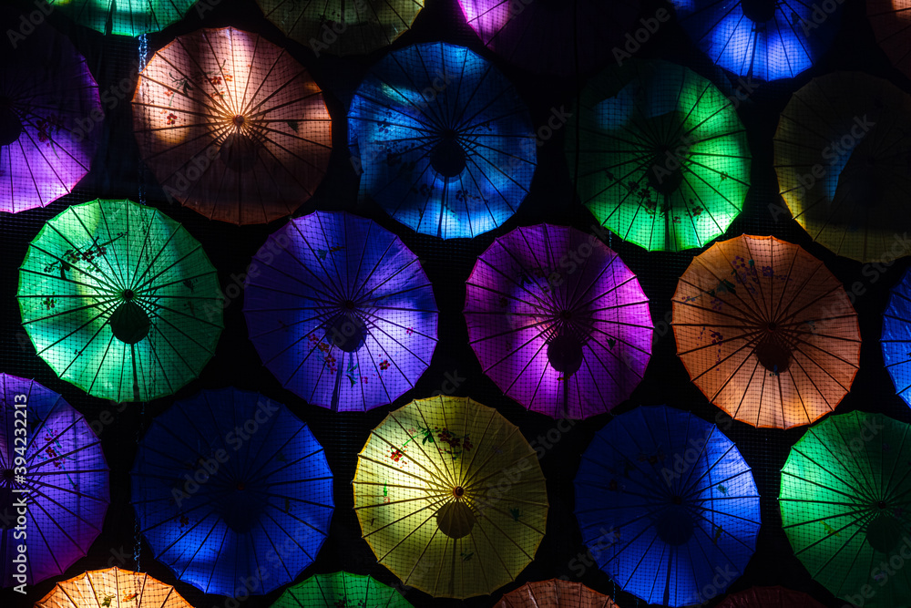 Colorful japanese umbrellas background, pattern Colorful japanese umbrellas background, pattern