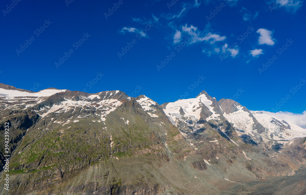 The beautiful view of mountain nature in Glockner alps europe- taken from The Grossglockner High Alpine Road - Grossglockner Hochalpenstrasse