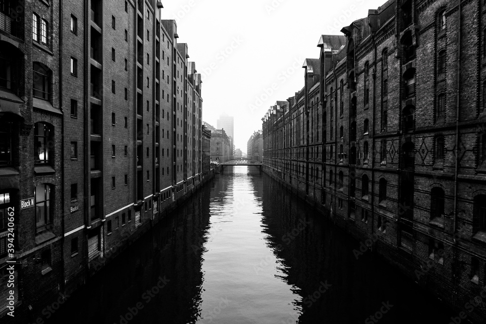 Hamburg speicherstadt schwarz weiß winter