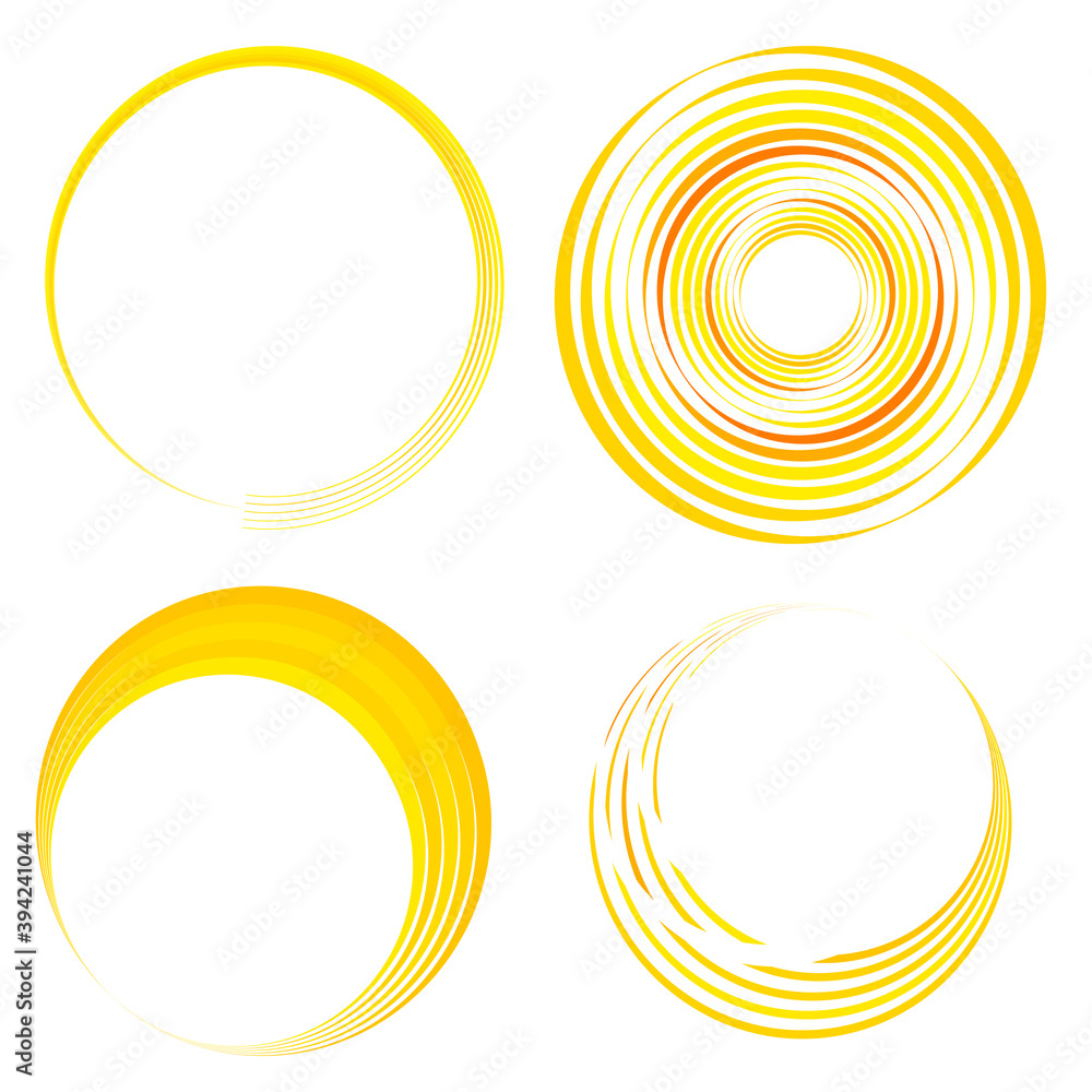 Geometric circular spiral, swirl and twirl. Cochlear, vortex, volute shape Geometric circular spiral, swirl and twirl. Cochlear, vortex, volute shape