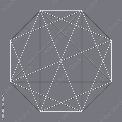 Geometric octagon polygon with diagonal angles drawn. Geometry vector design shape, element