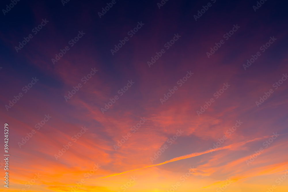 amazing sunset sky with many strong beuatiful colors as background