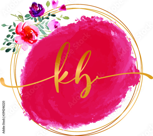 KB K B initial watercolor  logo template vector image.