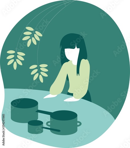 Green girl. Let's go vegan! How to cook vegan food. 