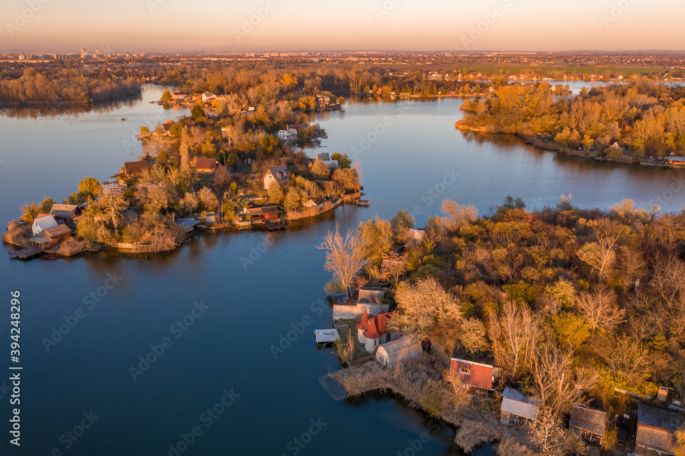 Hungary - Kavicsos Lake -This is a small lake with many small islands with fisherman houses close to Budapest