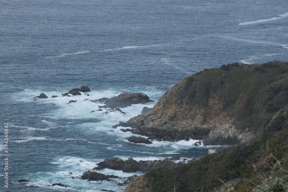 Ocean waves on a rocky shore