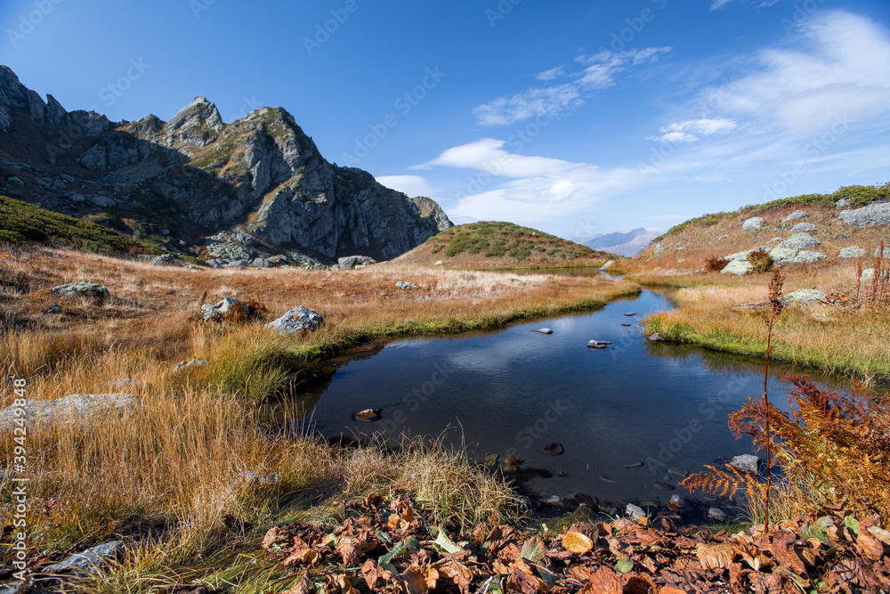 autumn lake in the mountains in Abkhazia