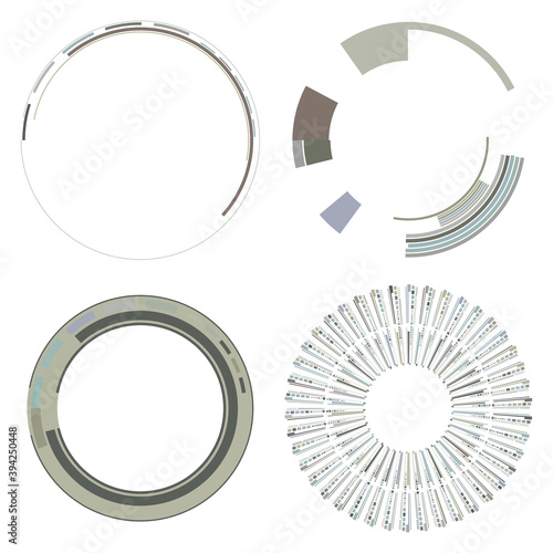 Geometric HUD, sc-fi GUI, UI circular elements. Geometric circle vector