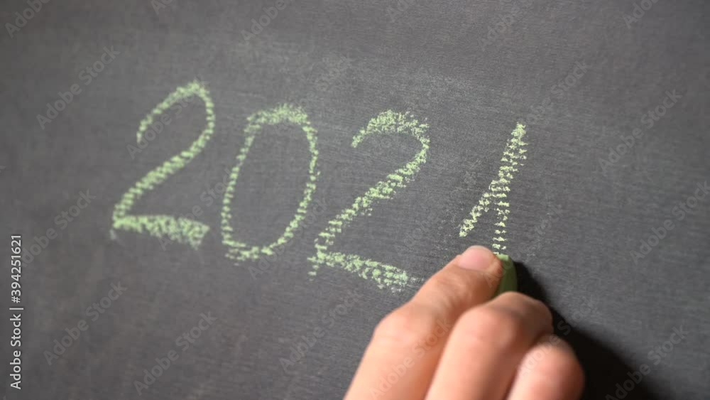 New Year 2021 written on blackboard with chalk