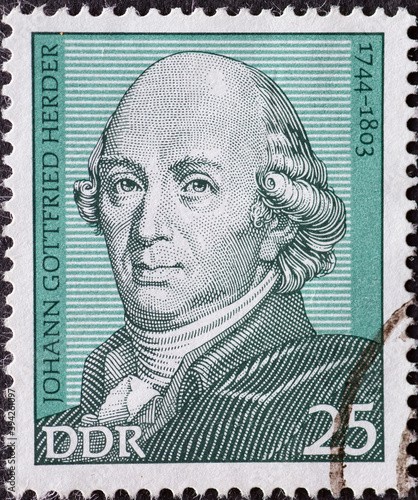 GERMANY, DDR - CIRCA 1974 : a postage stamp from Germany, GDR showing a portrait of the poet, translator, theologian, philosopher Johann Gottfried Herder. Great personality photo