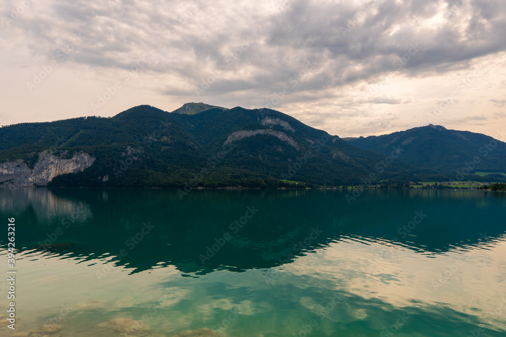 Obraz premium Wolfgangsee lake in Austria. Wolfgangsee is one of the best known lakes in the Salzkammergut resort region of Austria.