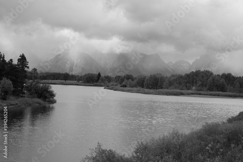 Mountain with a river and clouds © Allen Penton