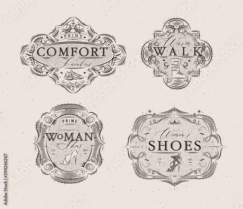 Shoes labels vintage beige