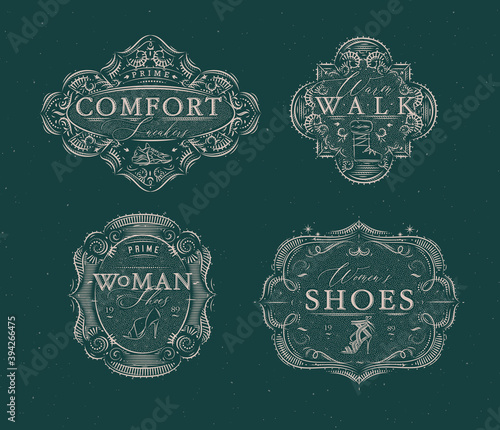 Shoes labels vintage green