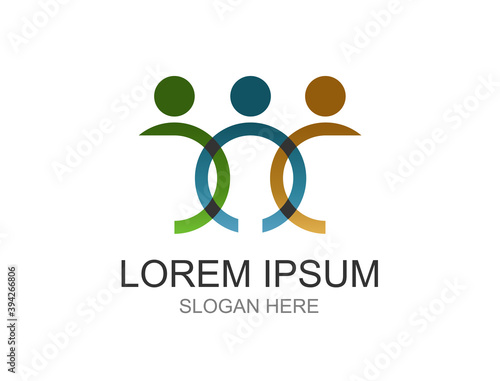 The logo is a circle depicting people working together in a team