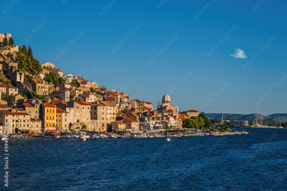 Colorful historic town of Sibenik on Adriatic sea, Dalmatia, Croatia. September 2020