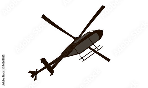 Flying helicopter silhouette drawing sketch vector