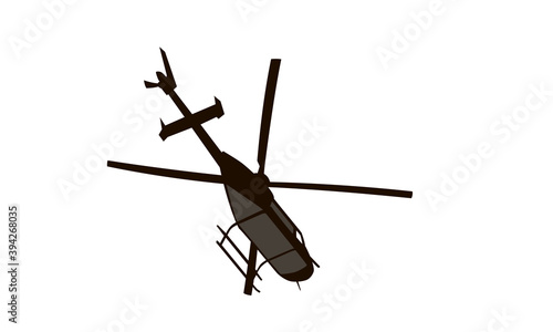 Flying helicopter silhouette drawing sketch vector